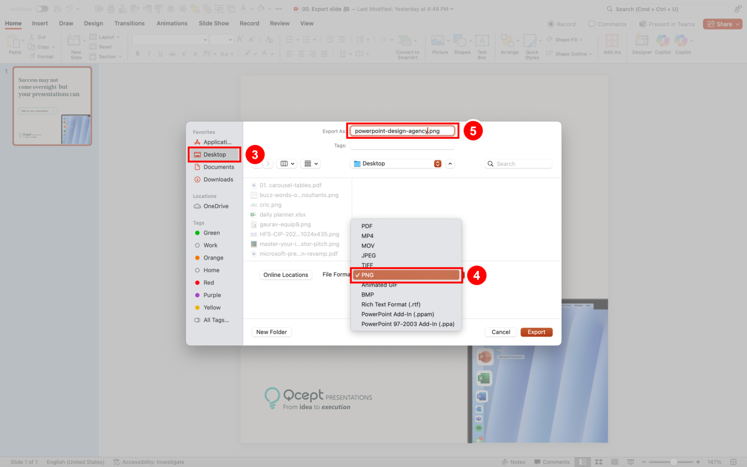 Export slides and objects as images in PowerPoint