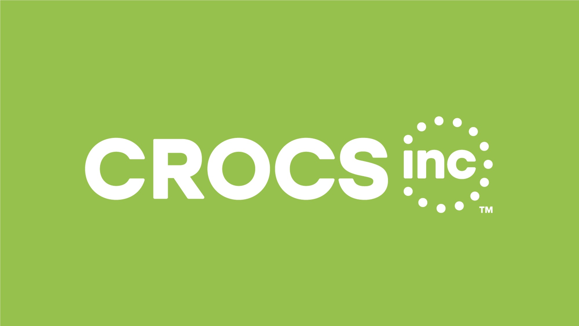 S11-Last Slide-before Before Original end slide using a flat solid lime-green background with the Crocs Inc logo centered in large white type against the green fill, with no imagery, photography, or supporting visual elements.