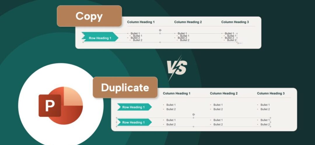 The difference between copy and duplicate in PowerPoint