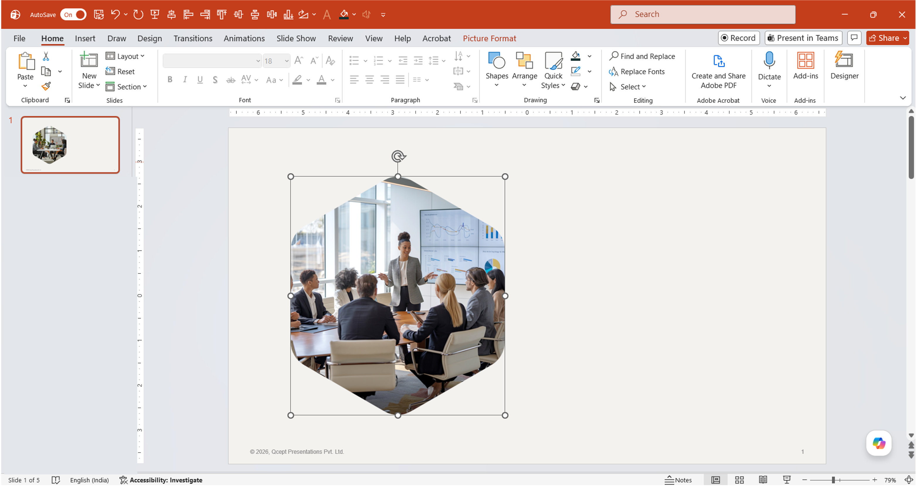 how-to-change-images-using-clipboard-in-powerpoint-final-result Final result PowerPoint slide showing the placeholder after the image swap, with the new photo filling the same masked, angular shape and crop the placeholder originally had, and the rest of the slide layout unchanged.